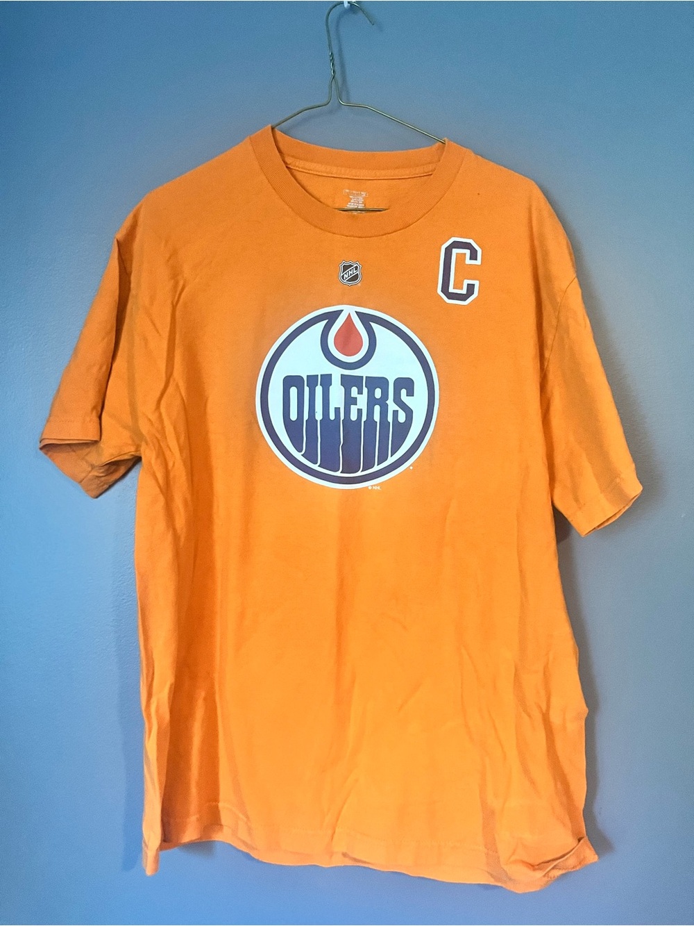 McDavid Edmonton Oilers Orange Logo Captain Tee
